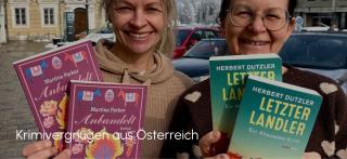 Luise und Elisabeth mit Krimis aus Österreich. Link zum Buch Letzter Landler.