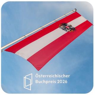 Österreich Flage. Link zu unserem Onlineschaufenster Österreichischer Buchpreis 2026.
